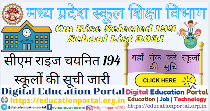 Cm Rise School List Mp : मध्य प्रदेश स्कूल शिक्षा विभाग ने की जारी 194 चयनित विद्यालयों की सूची, यहाँ देखे अपने जिले के विद्यालय एवं फीडर स्कूल