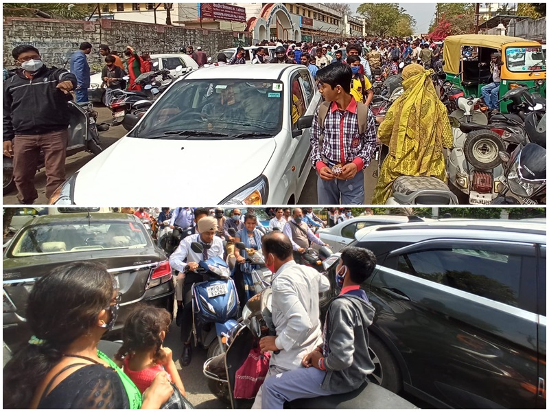 School Exams in Bhopal: आफलाइन परीक्षाओं से स्‍कूलों में लौटी रौनक, बाहर लग रही अभिभावकों की भीड़
