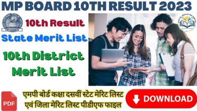 Mp Board 10th Result 2023 : State Merit list 2023 pdf , District Merit List 2023 pdf, Result Analysis एमपी बोर्ड कक्षा दसवीं स्टेट मेरिट लिस्ट, डिस्ट्रिक्ट मेरिट लिस्ट एवं रिजल्ट विश्लेषण यहां देखें 👇